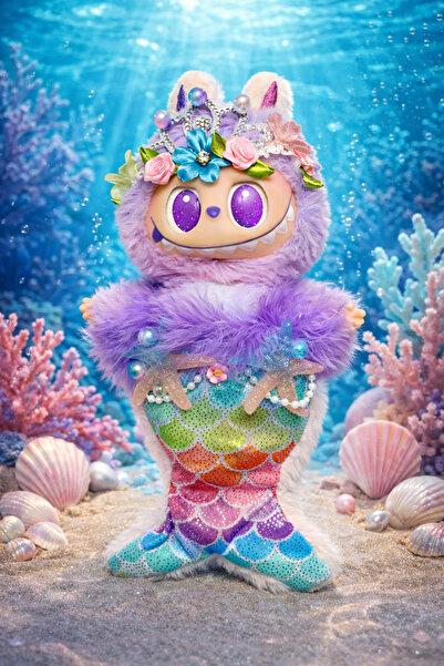 OEM Breloc de breloc premium - tip Labubu - 15 cm - îmbrăcată ca o sirenă - v...