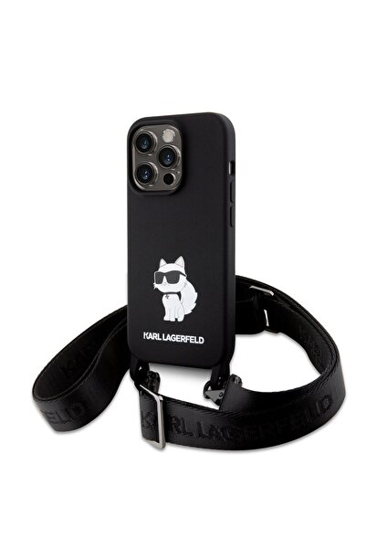 Karl Lagerfeld Carcasă pentru iPhone 15 Pro Max, tip crossbody din silicon, n...