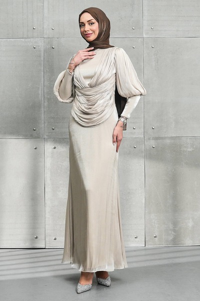 İmajButik Rochie de seară Janjan drapată Taş Beli detaliu cu lanț