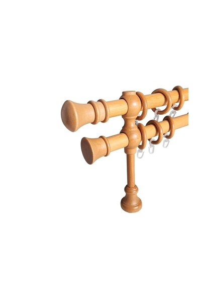 KLEIDECO galerie lemn 28 mm MONZA, dubla, cires, 240 cm cu talpa pentru stabi...