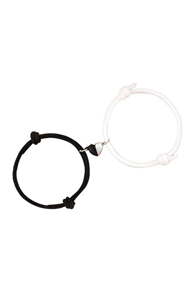 EFAYN.RO Couple bracelet set with magnetic heart, string type, adjustable, ha...