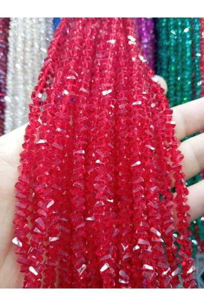 Ralp Moda 6 mm Crystal Pyramid Czech Crystal Beads 3 Strands Red