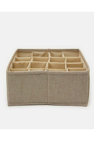 REDTAG Beige 16-Grid Adjustable Sock Organizer Box