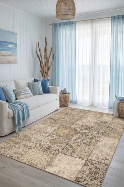MENTEŞ HOME DİJİTAL BASKI PATCHWORK RENKLI Kaymaz Taban Yıkanabilir Modern Mu...