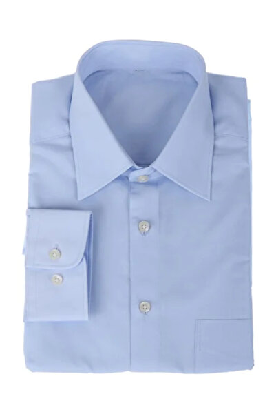 MARTEN Men's Long Sleeve Shirt Regular Cut C Pocketed Tie Collar Light Blue C...