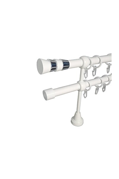 KLEIDECO galerie metal 19 mm FRANTA dubla, alb, 300 cm, capete TOULOUSE alb