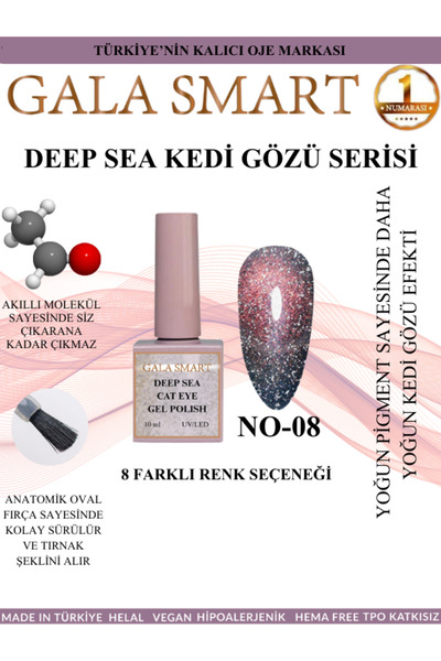 gala smart Deep Sea Cat Eye Gel Polish Kalıcı Oje 10 ml no:08