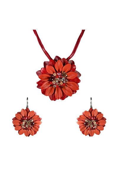 Miidefloriart Handmade set with long crystal earrings, model 41