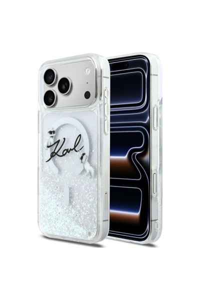 Karl Lagerfeld Case for IPhone 17 Pro Max, Glitter Karl Script Logo MagSafe, ...
