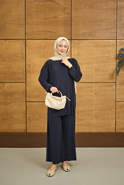 LOCCO Žensko plisirano odelo sa detaljima, tamnoplavo