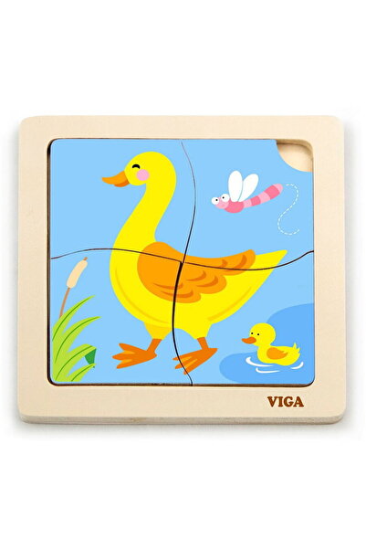 Viga Wooden puzzle for kids 4 pieces Kačenka