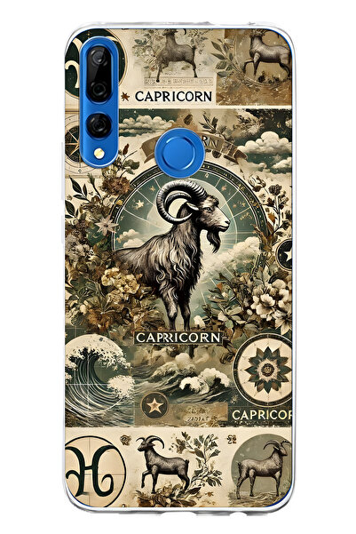 FLAMENKO حافظة هاتف شفافة متوافقة مع هاتف هواوي Y9 برايم 2019 برج الجدي منقوش