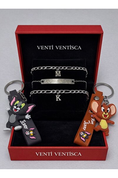 VENTİ VENTİSCA Çelik Harf Bileklik İle Ayetel Kürsi Bileklik Tom Ve jerry Hed...