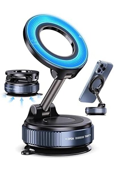 Oto Çizgi MagSafe Uyumlu Manyetik Araç Telefon Tutucu 360° Döner Güçlü Vakuml...