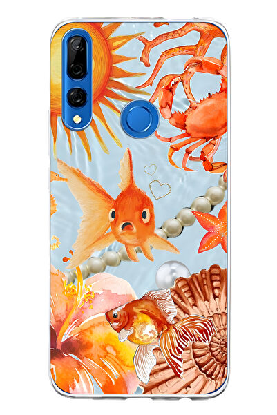 FLAMENKO حافظة هاتف شفافة متوافقة مع هاتف هواوي Y9 برايم 2019 باللون البرتقال...