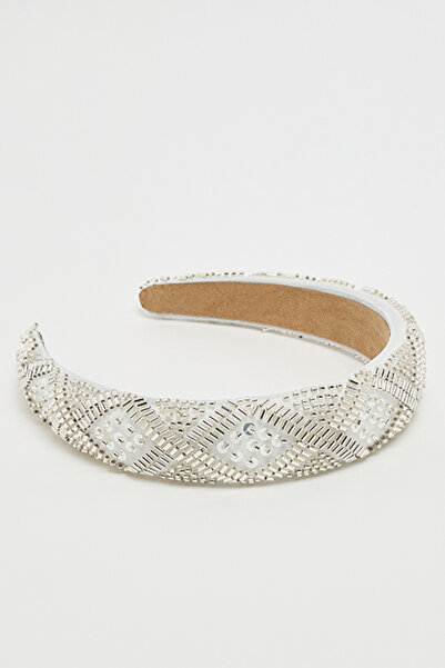 R&B Women's Ivory Embellished Wide Headband