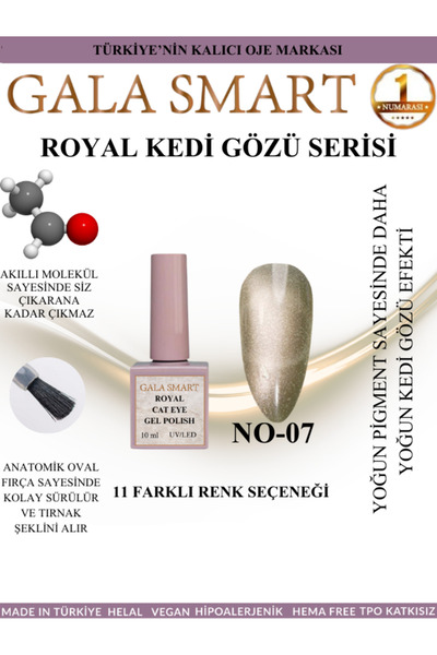 gala smart Royal Cat Eye Gel Polish Kedigözü Kalıcı Oje 10 ml No:07