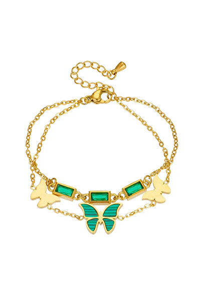 EFAYN.RO Bratara dama, model fashion dublat cu pandantiv fluturas si accesori...