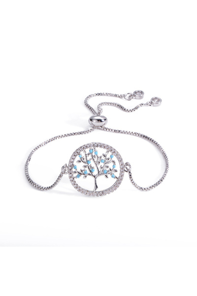 EFAYN.RO Tree of life tennis bracelet with Stone-Embellished , zircon, silver...