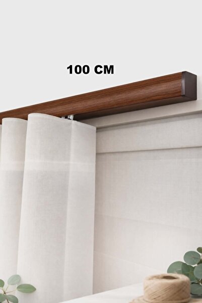 Kadir Mefruşat Ceviz Dekoratif Ray 2 Kanallı Dekoratif Metal Perde Kornişi