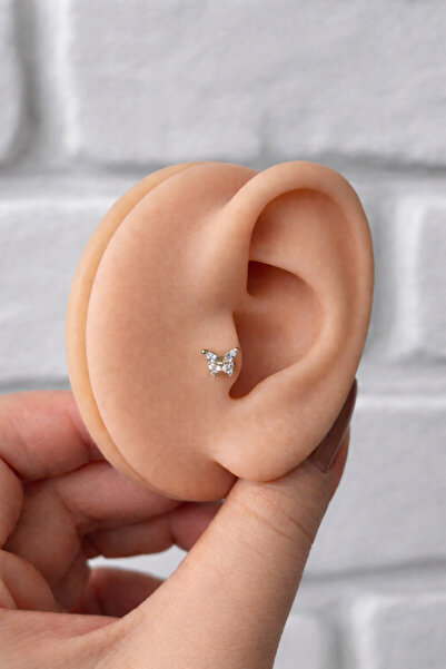 alysa jewelry Cerrahi Çelik Kelebek Piercing 6mm Arkası Düz, Tragus Uyumlu
