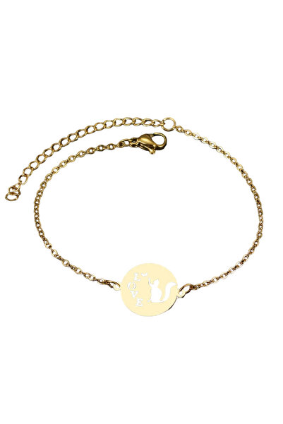 EFAYN.RO Women's bracelet, love cat model, round pendant with cat and butterf...