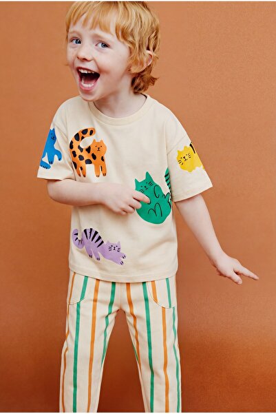 Magu Unisex Παιδικό Σετ Βαμβάκι τεμαχίων Ecru Animal Figured - Σετ με κοντομά...