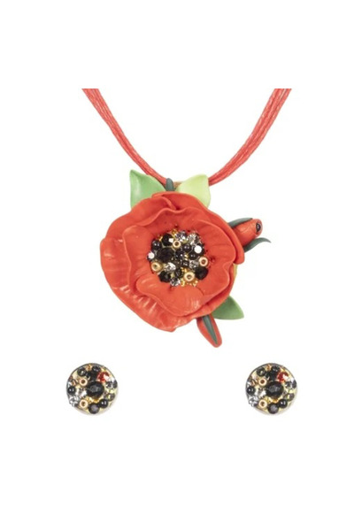 Miidefloriart Handmade set of beaded earrings with crystals, model 19