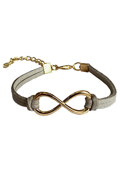 EFAYN.RO Leather bracelet, gold infinity sign pendant, adjustable, Leather, g...