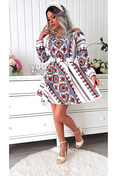 Voguesta Short Dress with Traditional Motifs Natalya