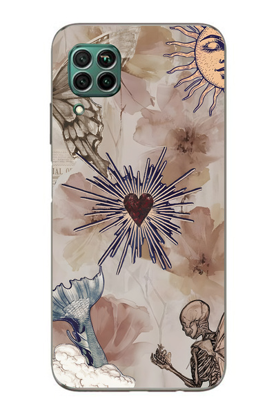 FLAMENKO حافظة هاتف شفافة متوافقة مع هاتف هواوي P40 Lite من نوع Heart and But...