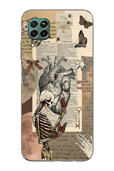 FLAMENKO حافظة هاتف شفافة متوافقة مع هاتف هواوي P40 Lite بتصميم هيكل عظمي عتي...