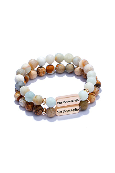 EFAYN.RO Set of 2 couple bracelets, made of natural semi-precious stones, his...