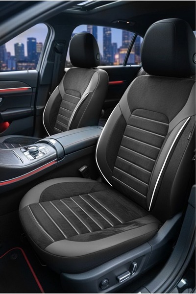 GM-DESIGN غطاء مقعد سيارة فاخر من سلسلة ألكانتارا - مجموعة كاملة من 5 قطع
