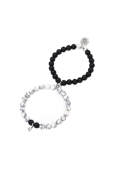 EFAYN.RO Couple bracelet set with magnet, semi-precious stone, sun and moon, ...