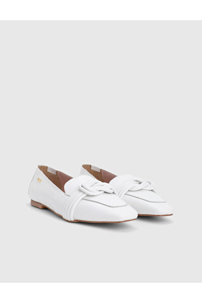 İLVİ Heline Genuine Leather White Women's Loafers Shoes