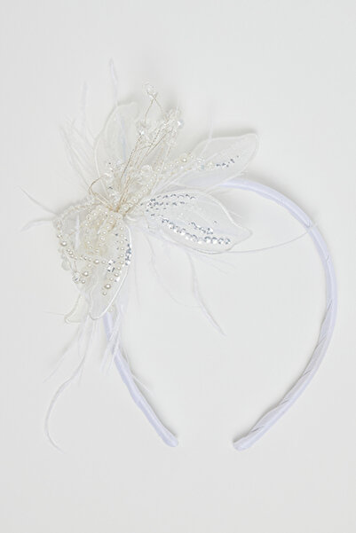 R&B Girl's White Embellished Headband