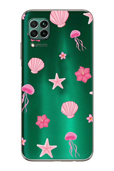 FLAMENKO حافظة هاتف شفافة متوافقة مع هاتف هواوي P40 Lite باللون الوردي Sea Th...