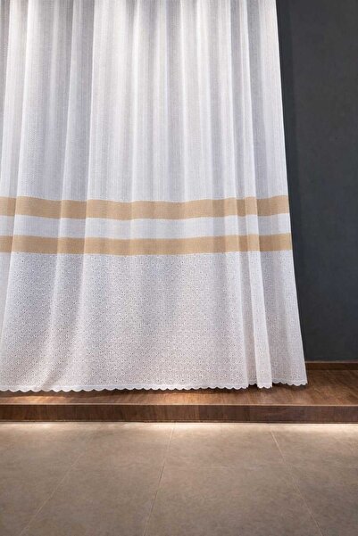Belvedere Sheer Curtain Stylish Non-Iron Tulle with Banded Herringbone Detail