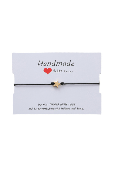 EFAYN.RO Bratara With Love cu pandantiv stea aurie, reglabile, din sfoara, ne...