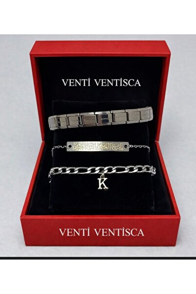 VENTİ VENTİSCA سوار أيتيل كرسي من الفولاذ، سوار إيطالي، مجموعة أساور مزينة با...