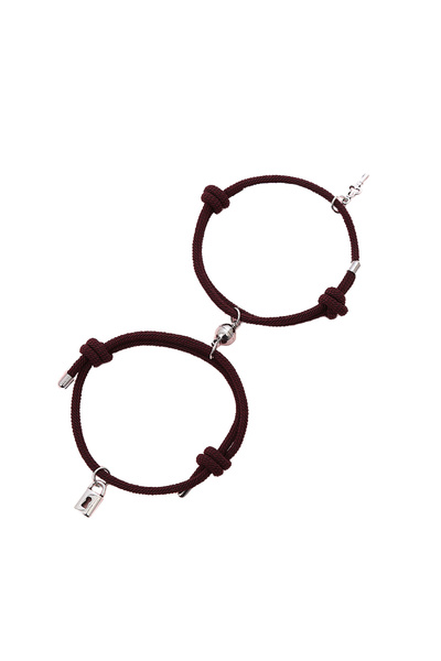 EFAYN.RO Couple bracelet set with magnet, padlock and key, string type, brown...