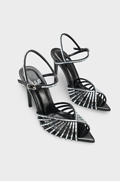 LOJO Pantofi de damă cu vârf ascuțit, cu spatele deschis, cu legare la glezne...