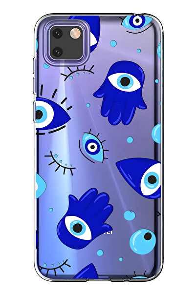 FLAMENKO حافظة هاتف هواوي Y5P متوافقة مع هامسا هاند منقوش شفافة