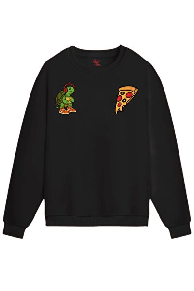 Rabona Fashion Φούτερ με κουκούλα με στάμπα Urban Ninja Turtle Pizza