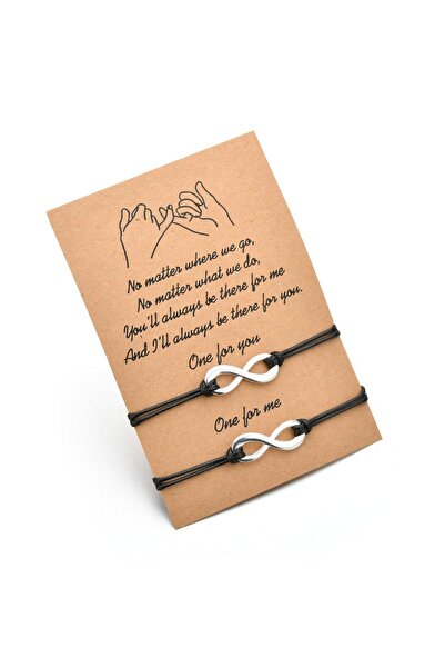 EFAYN.RO Couple bracelet set, silver infinity sign pendant, adjustable, made ...