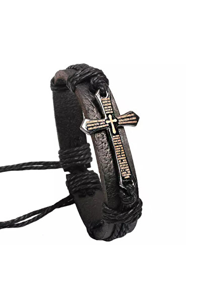 EFAYN.RO Bracelet, retro model, cross accessory, black, adjustable size with ...