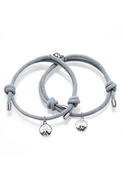 EFAYN.RO Couple bracelet set with magnet, string type, gray, EFAYN