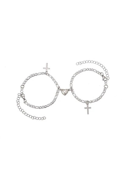 EFAYN.RO Couple bracelet set with heart magnet, cross accessory, adjustable, ...