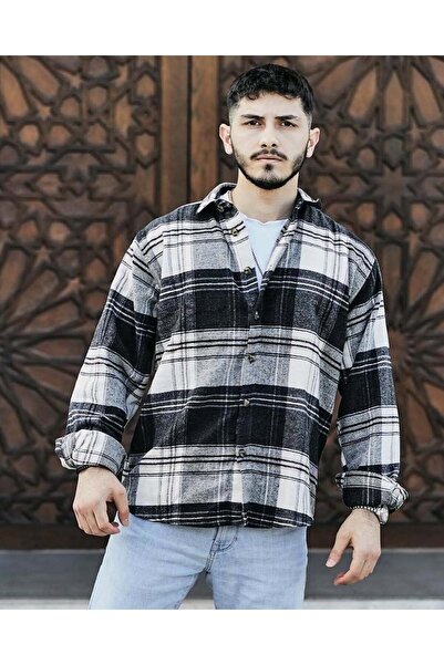 noliva bebek ve çocuk ^Black and White Men's Plaid Pack Lumberjack Shirts^